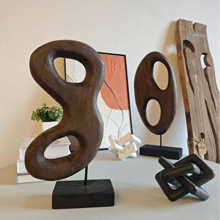 何新式 饰 风实几木雕中刻屏风摆件样板间酒店OGT民宿碳化黑抽象装