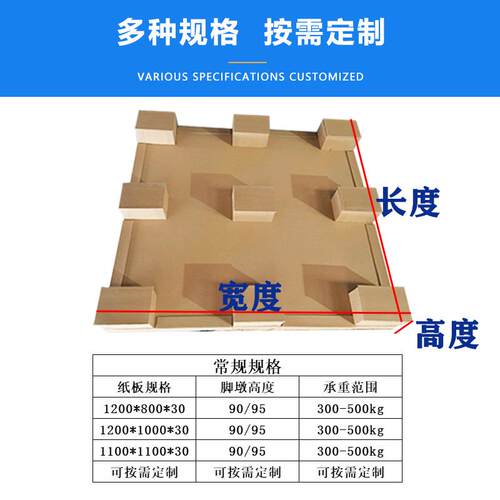 高承重卡流板出口熏纸托物周转四面免进RYZ叉加纸硬环保一次性纸