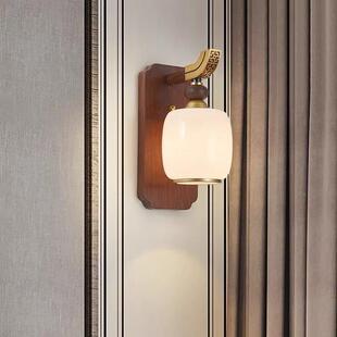 新5793中式壁灯客厅电背视景墙灯卧胡桃国木色中风酒店过道室床头