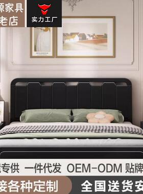 北欧实木床1.8米双人床主卧室白色婚床现代简约复古黑1.5米储物床