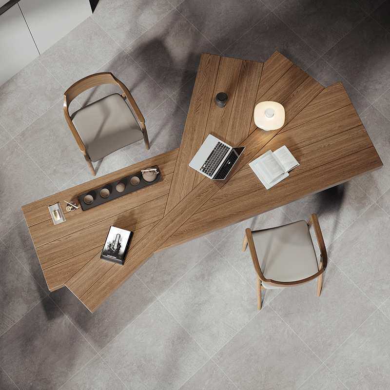 实木办公桌椅组合现代简约商务极简老板桌书桌电脑桌茶桌一体两用