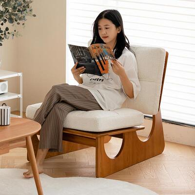 木邻云朵实木休闲沙发阳台懒人沙发椅子客厅北欧单人樱桃木休闲椅