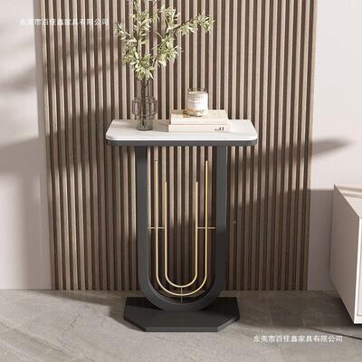 意花式轻奢架子北岩板客欧厅落地花架置物无品牌/架简约高端铁花