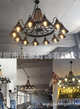 美复古491工业风lo铁ft理发服装店网式咖啡餐客西厅酒吧台麻绳艺