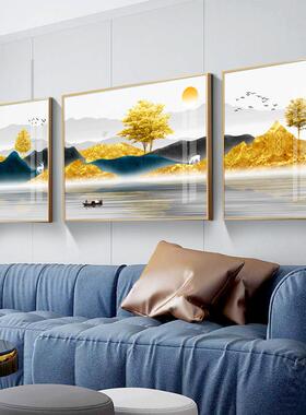 新绣款画5A-AZ646d钻石画满钻客厅三联发财树麋鹿水风景山点钻十