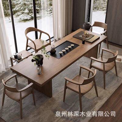 实木茶桌家用办公茶台茶合盘一组体泡NCB泡茶桌椅全实木茶桌大板