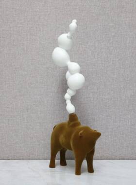 意现代简约071白色山喷火发创摆件客厅样板房居玄关家软装饰品