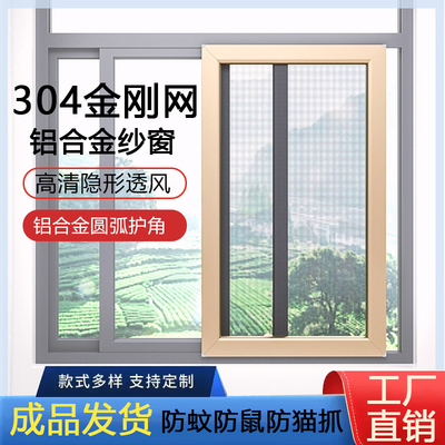 纱窗网自装推拉式防蚊平移防猫跳楼不锈钢沙窗门铝合金定制金刚网