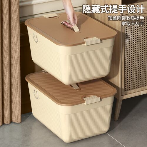 奶油风不透明杂物收纳盒带盖塑料医箱玩具衣物收纳整理箱收纳箱