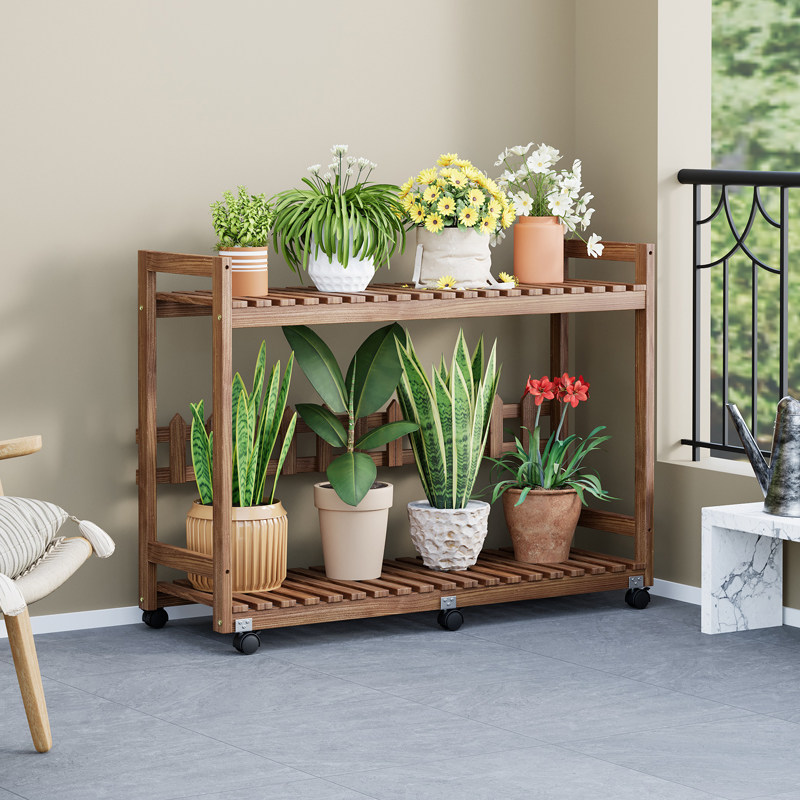 花架阳台置物架多层架花架客观厅落地式简约移动带轮实木花盆木架,住宅家具,花架/花几,淘宝优惠券,粉丝福利购,淘宝优惠卷
