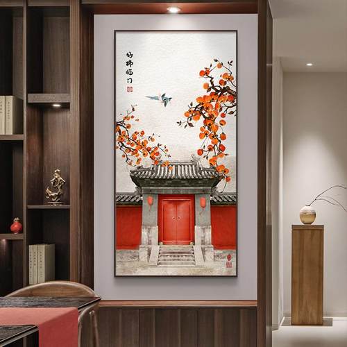 事事如意入户玄关装饰画新中式客厅走廊过道壁画寓意好的挂画竖版