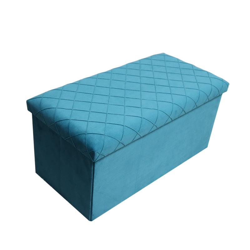 长款新品绒布收纳凳盖面压花纹路大容量储物箱可折叠