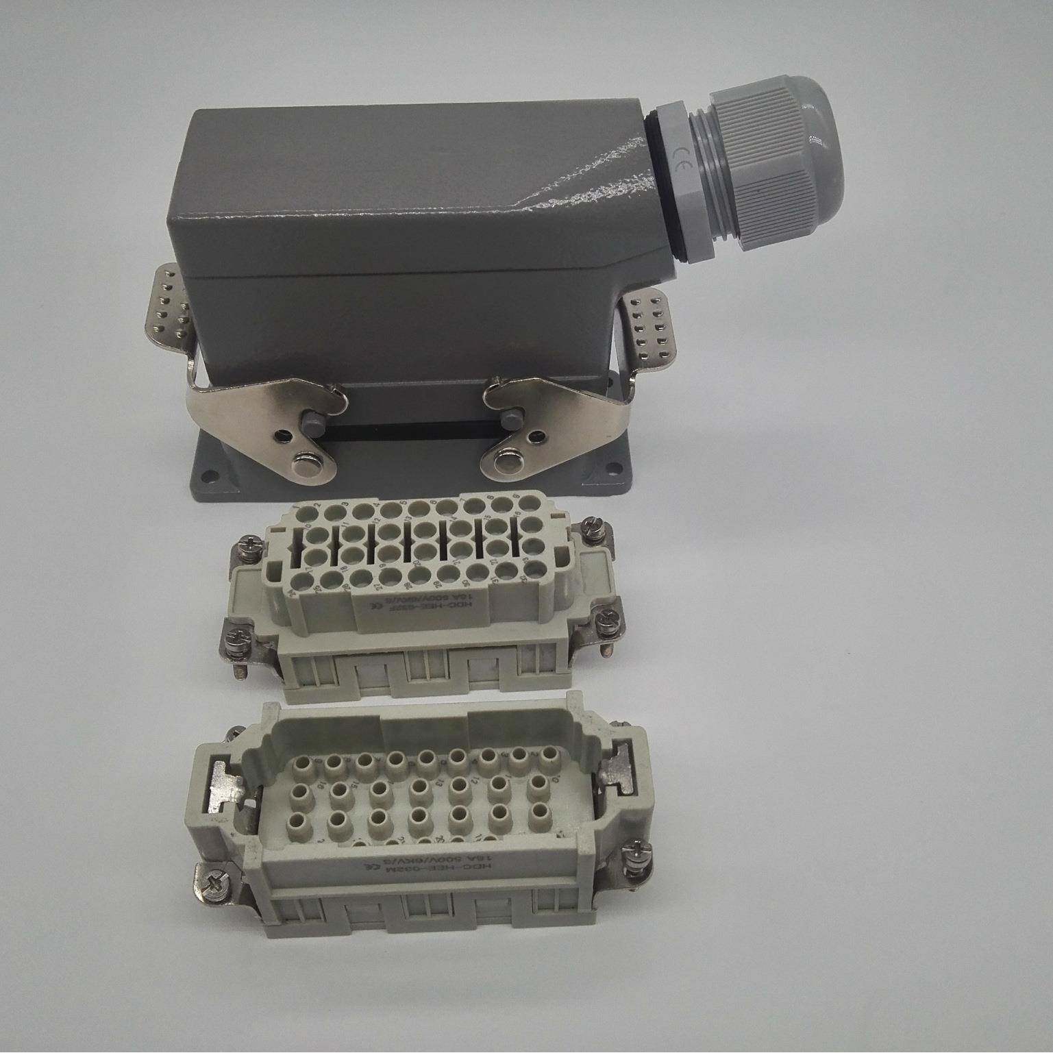 重载连接器矩形航空插头32芯工业防水接插件HDC-HEE-032FC/32MC