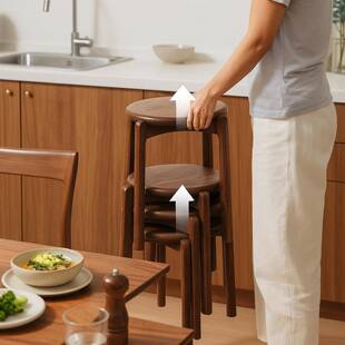 凳子家用独凳客厅可叠放实木餐凳加厚成人结实耐用凳子待客备用凳