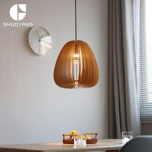日式 木质餐厅吊灯复古卧室木质灯创意vintage民宿书房商铺南瓜灯