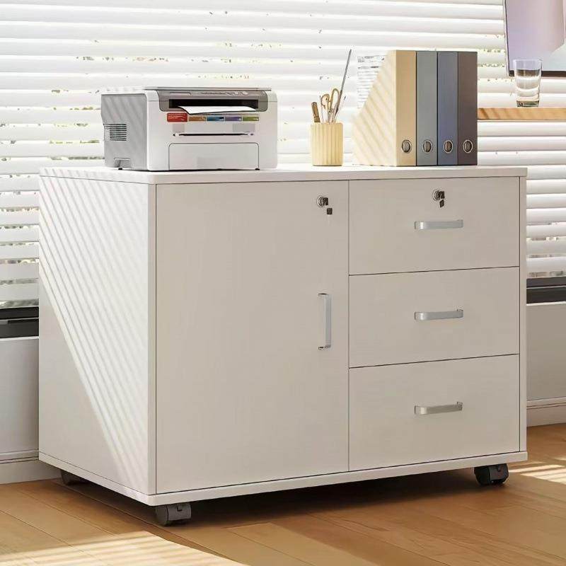 文件柜办公室储物柜木质带锁资料收纳柜桌下侧边柜矮柜抽屉置物柜