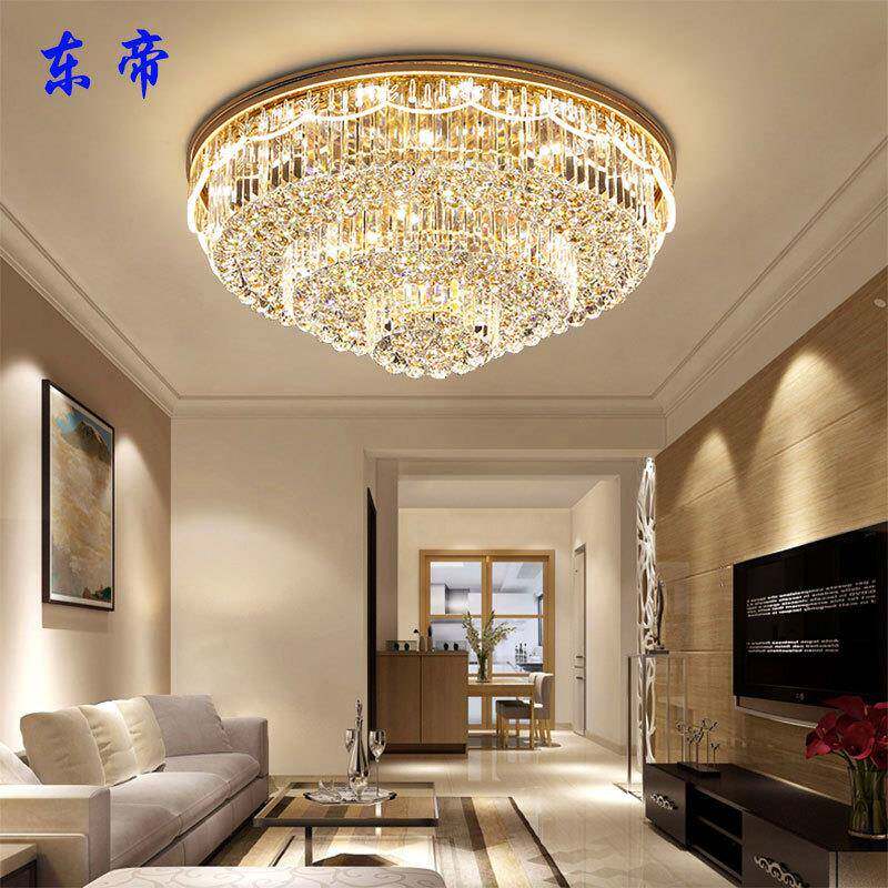 新款侧面发光LED客厅圆形水晶灯S金长方形吸顶灯卧室温馨灯