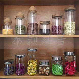 样板房厨房摆件收纳储物罐玻璃罐橱柜摆放装饰样板间软装搭配饰品