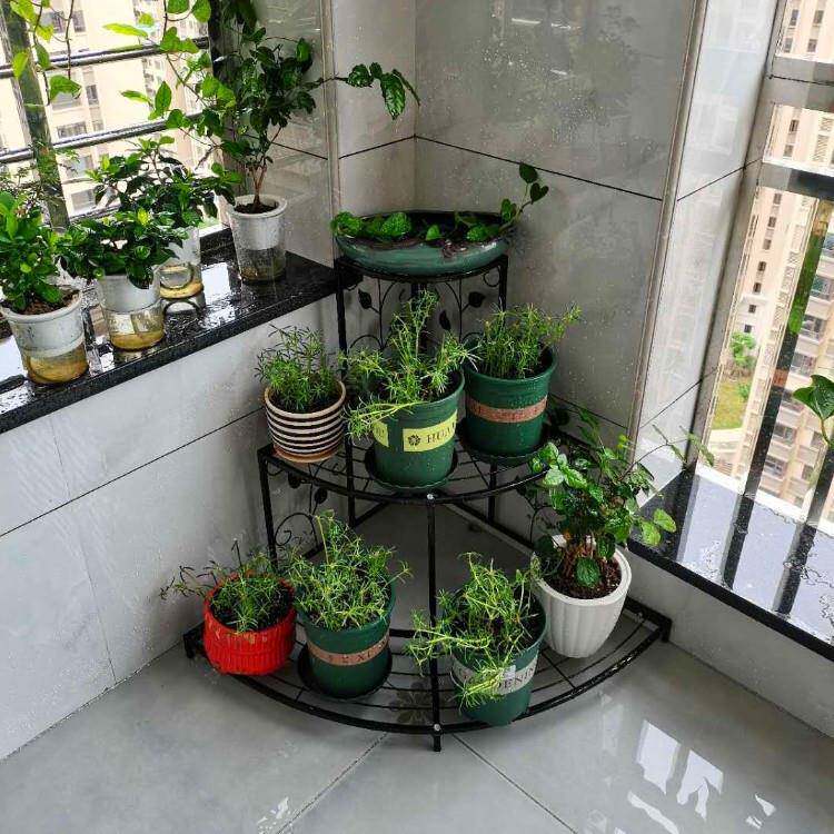 铁艺阳台转角花架子阶梯落地式墙角多层室内客厅三角形置物花新品