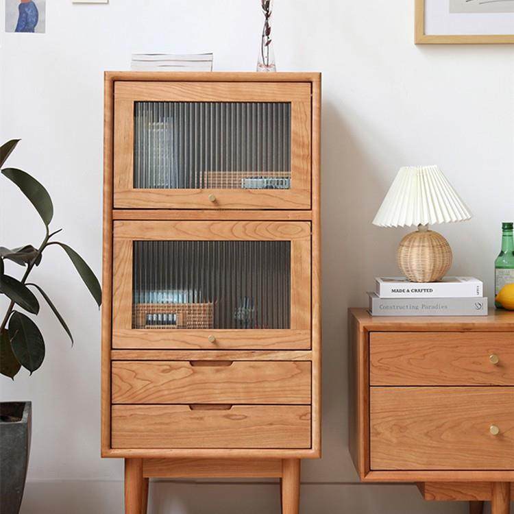 北欧实木电视边柜日式小立柜客厅沙发收纳储物窄柜斗柜小户型高柜