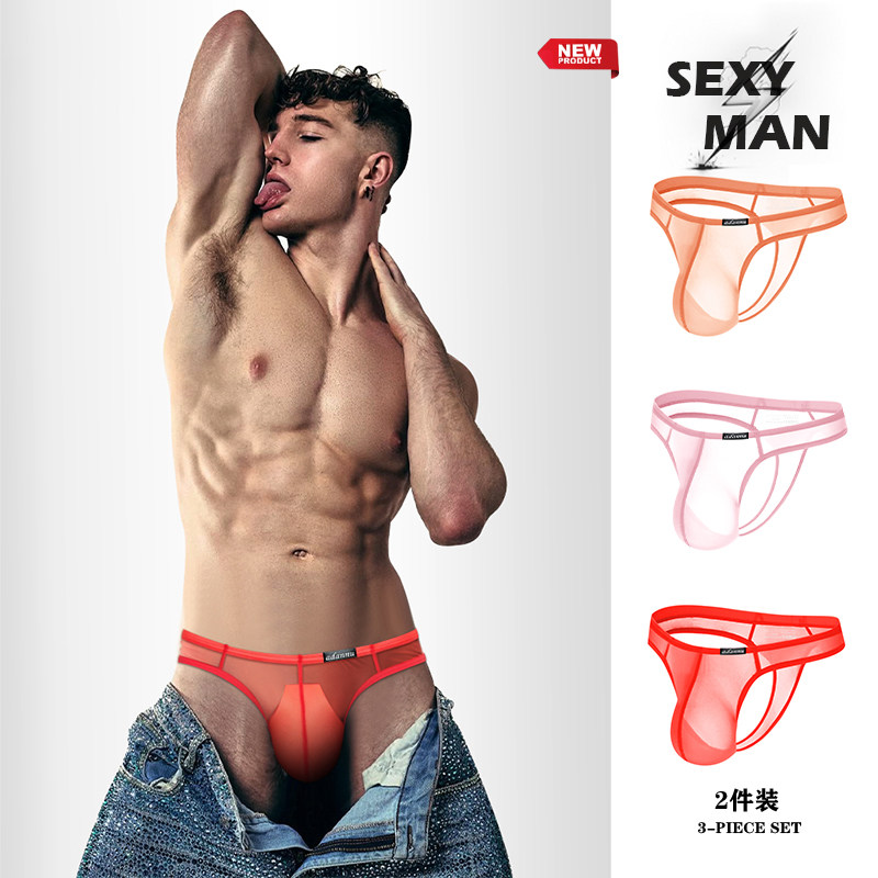 2条装透明性感三角裤低腰提臀U凸