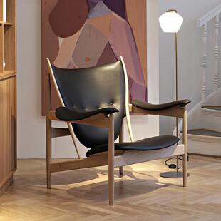 主人酋长椅实木椅子单人客厅休闲椅阳台设计师小户型沙发椅洽谈椅