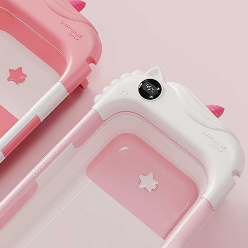 婴儿浴盆三折叠澡盆婴儿小号洗澡盆宝宝可坐可躺感温沐浴盆洗澡盆