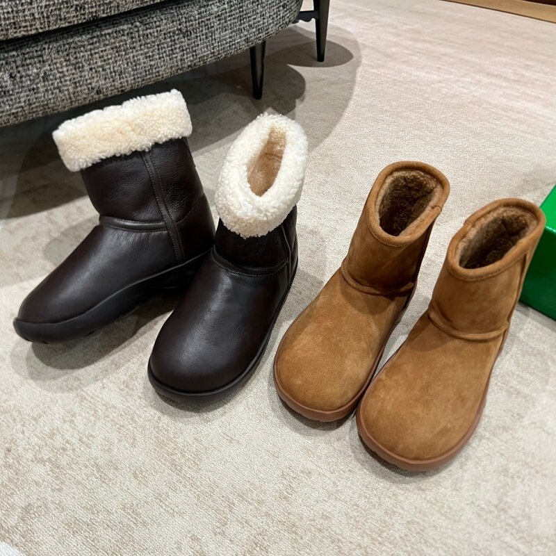 维多娜厚底羊皮毛一体防滑雪地靴