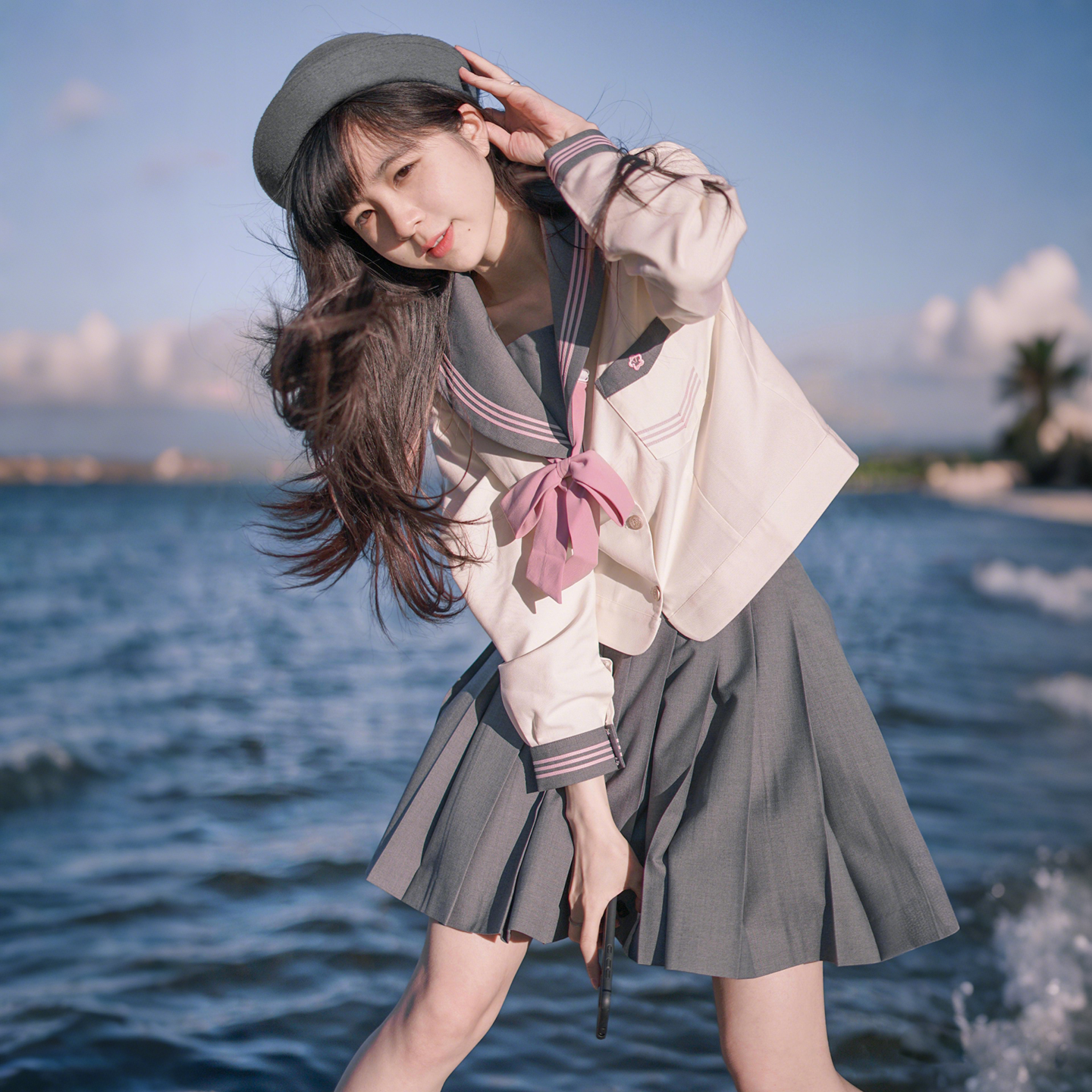 【椿岐女子】温柔灰粉色