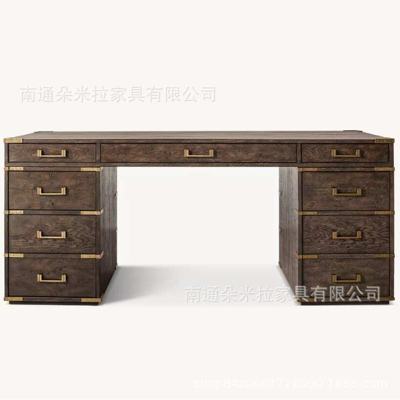 家具美式复古客厅家用实木电视柜简约现代轻奢橡木整装办公桌