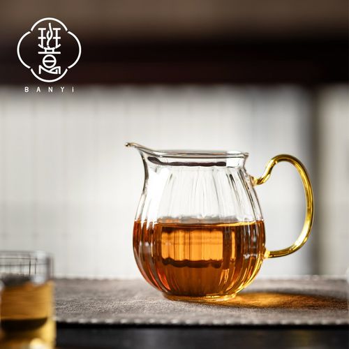 玻璃公道杯公杯分茶器梅花茶海功夫茶具套装耐热透明带手柄瓜棱杯