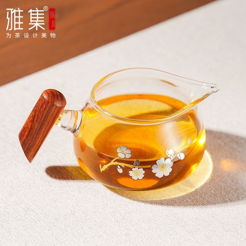 雅集茶具木把玻璃公道杯加厚耐热茶漏茶滤套装过滤分茶器茶具配件