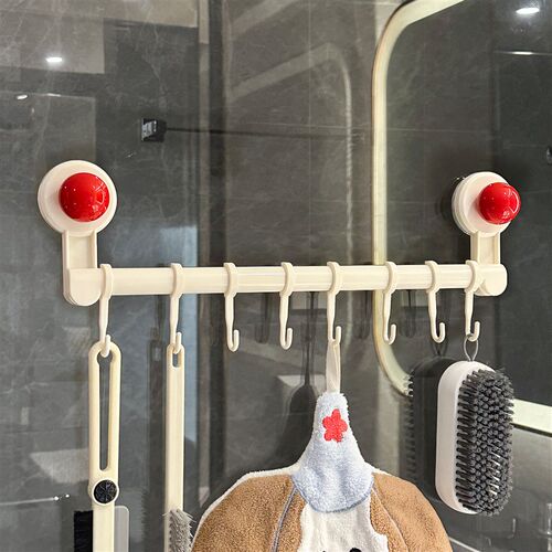 吸盘滑轨挂钩家用厨房卫生间免打孔强力承重挂杆橱柜门内滑动挂架