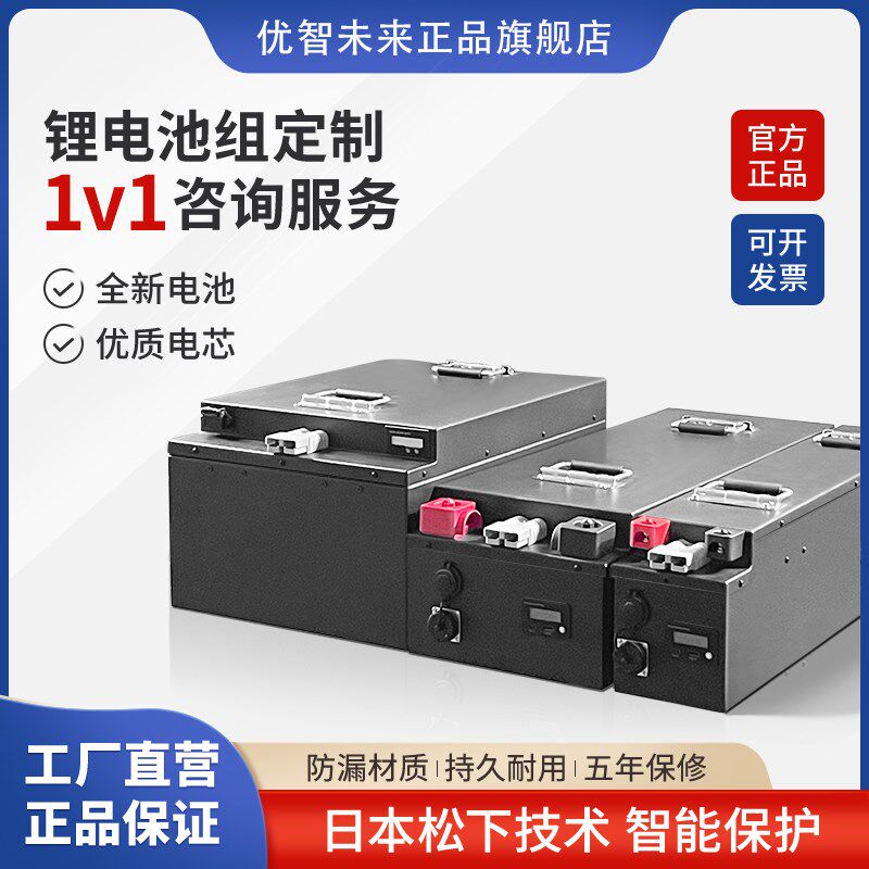 定制磷酸铁锂三元锂电池组12V24V48V60伏成品户外电源房车太阳能