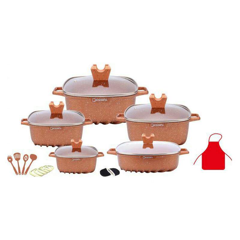 式Dessiin22件西锅具套装功能多方形压铸铝003锅不粘送礼品烹饪汤