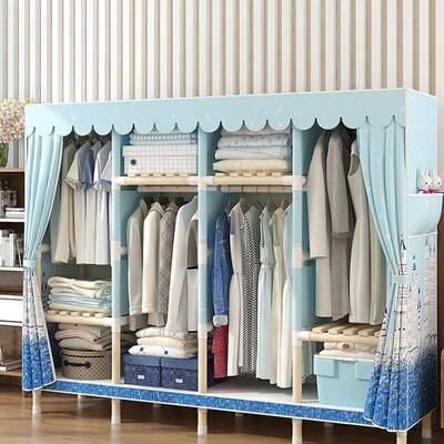 收简易济衣柜家用卧室出租985房用现代简约布衣纳柜子实木经型挂