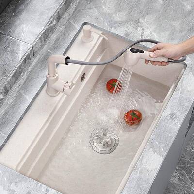 弗立燕达麦石英石DH水槽大色小单槽岩厨房洗菜盆洗碗池花岗台上下