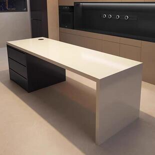 轻奢岩板齐平岛台餐桌一体带小户型家用开放式厨房中导台储物茶吧