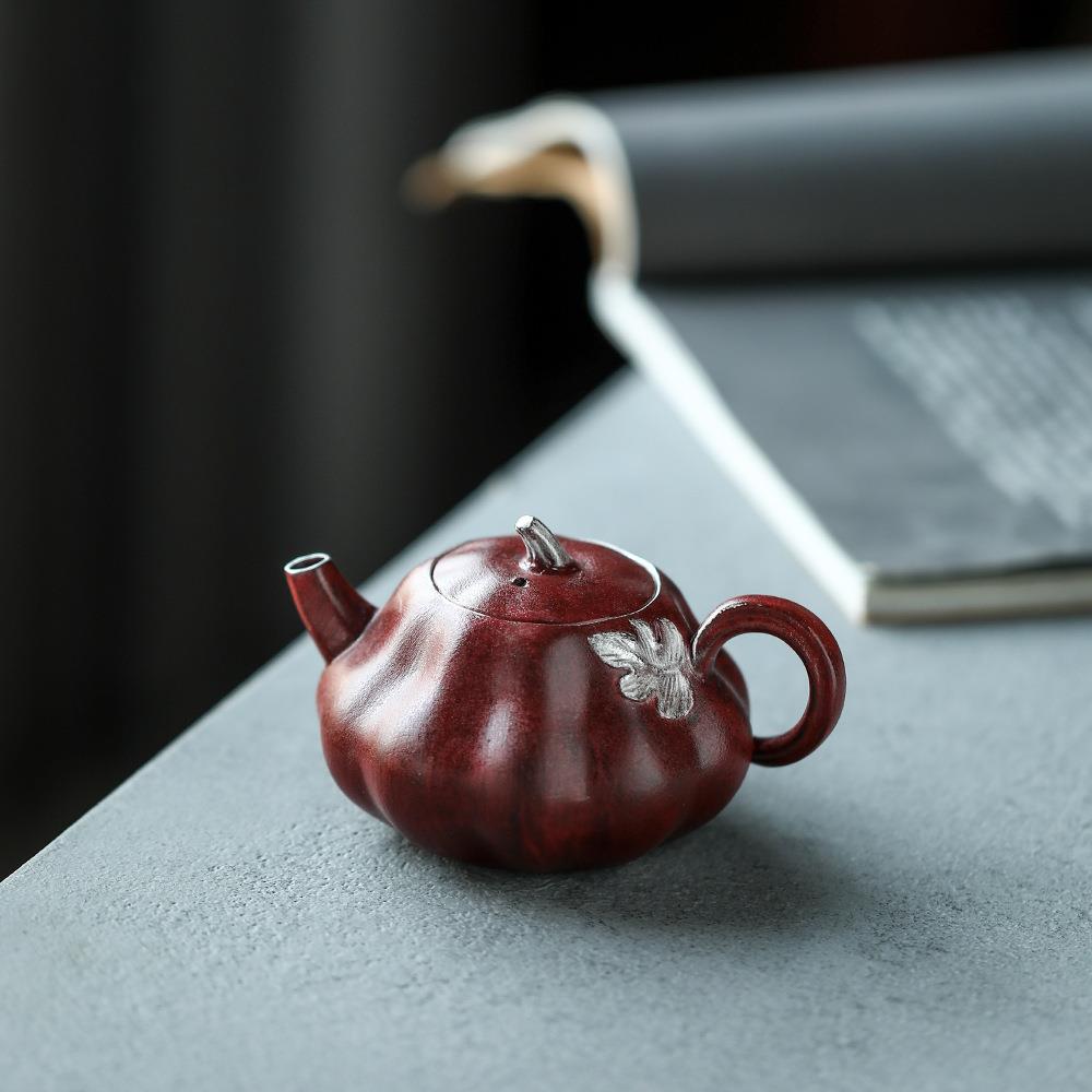 晴先生景德镇妙峰手作陶瓷故宫红银彩壶原矿壶钮泡茶壶陶瓷壶小号