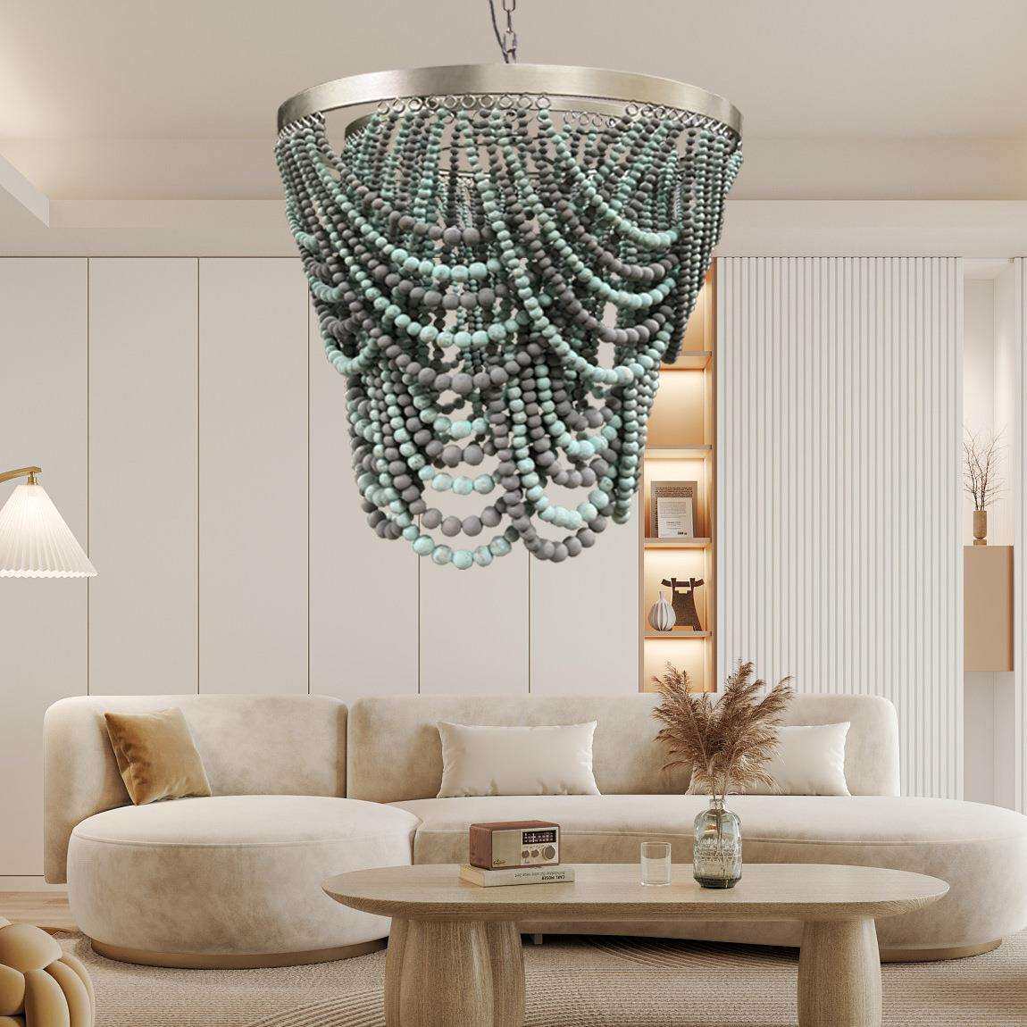 复古个性木珠帘客厅餐厅公主卧室服装店摄影灯具波西米亚简约吊灯