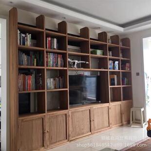 老榆木书架实木书柜落地格架满整墙置物架简约博古展示收纳架