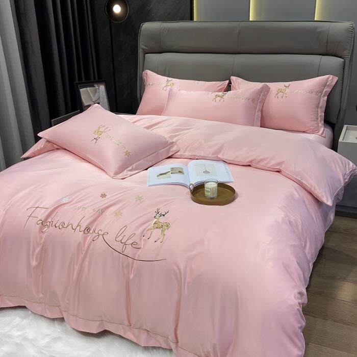 新款真丝绣花夏被四件套水洗天丝冰丝被子蕾丝夏季凉感舒适