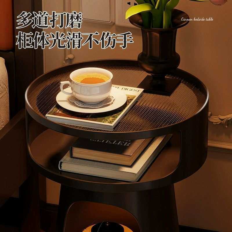 法式复古床头柜铁艺卧室简约床边柜小户型沙发边几创意床头置物架