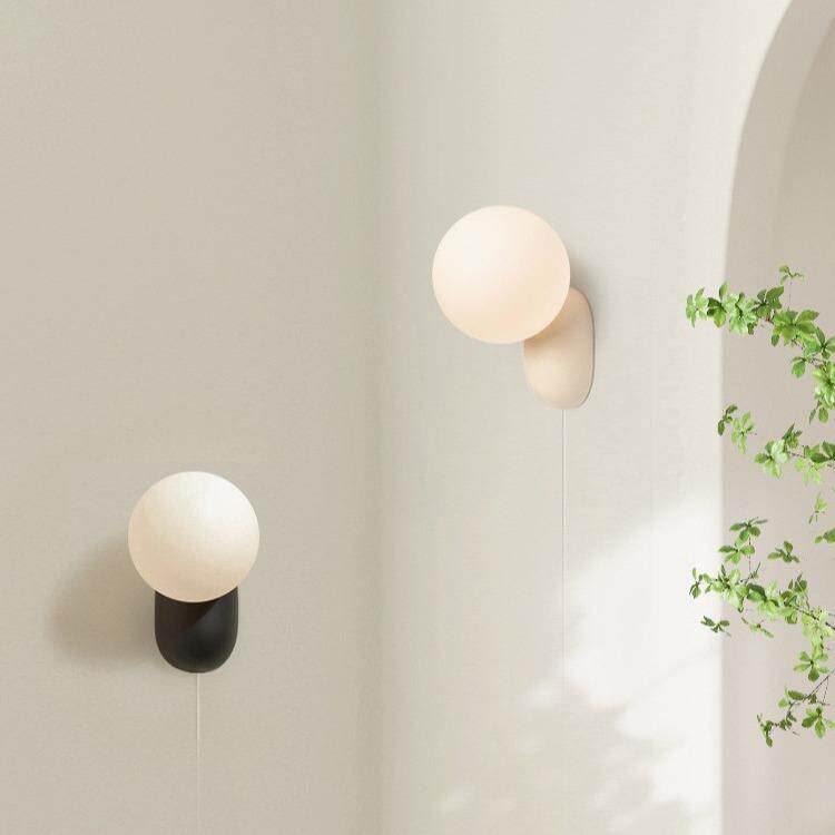 玻璃极简卧室床头壁灯现代简约免接线灯客厅过道调光装饰灯具