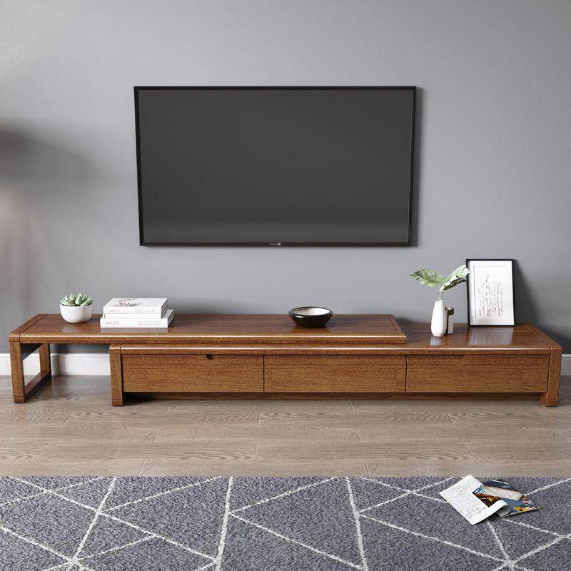 现代新中式实木电视柜茶几组合小户型长方形茶桌伸缩家用客厅家具