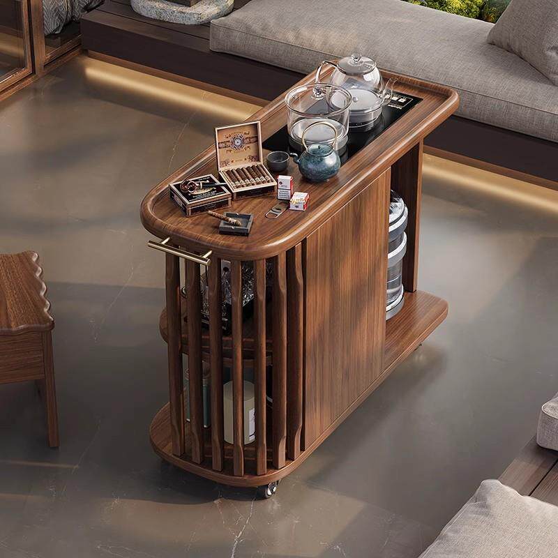 可移动实木茶水柜烧水壶一体边几置物架家用客厅沙发餐边柜侧边柜