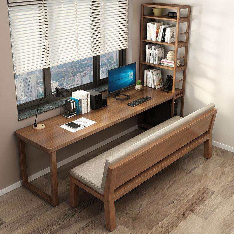 卧室长条桌阳台实木书桌书架一体办公桌写字台双人电脑桌家用靠墙,电子元器件市场,其它元器件,淘宝优惠券,粉丝福利购,淘宝优惠卷