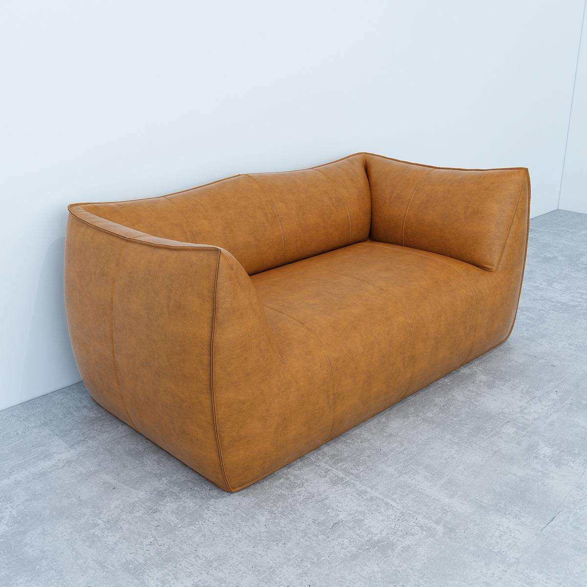 现代北欧轻奢沙发意式风格异形简约客厅组合仿古皮艺双人沙发