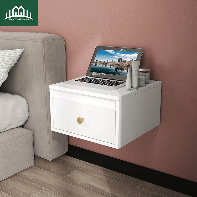 现代简约壁挂床头柜小户型卧室带镜子可储物欧式悬挂床头柜