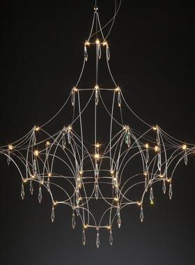 后现代时尚光立方异型客厅灯不锈钢LED样板间萤火虫装饰餐厅吊灯